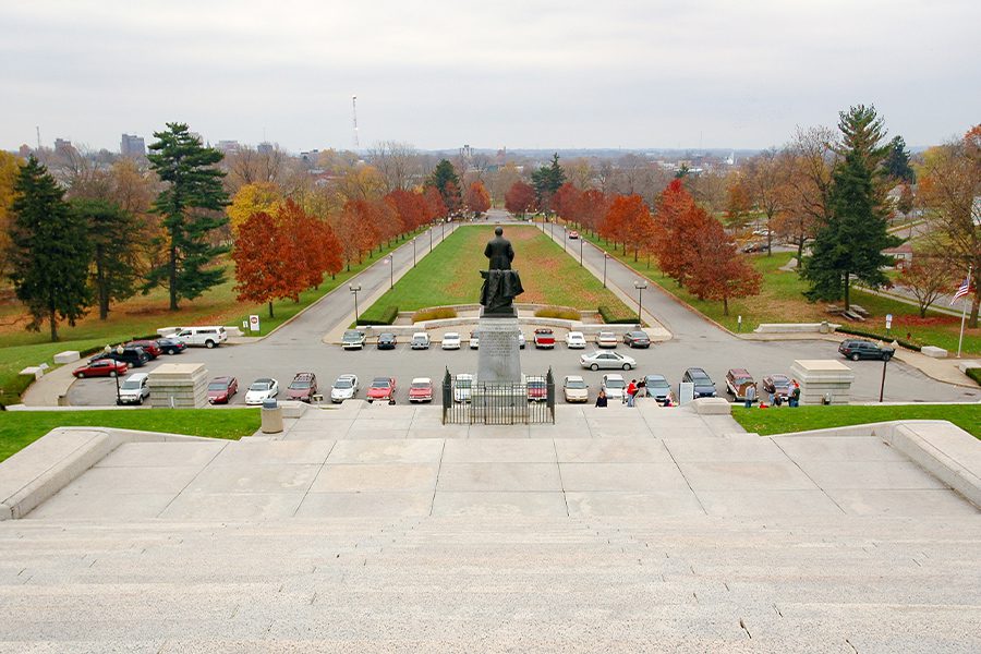 Canton, OH - View Looking Out Onto McKinley National Memorial in Canton, Ohio in the Fall